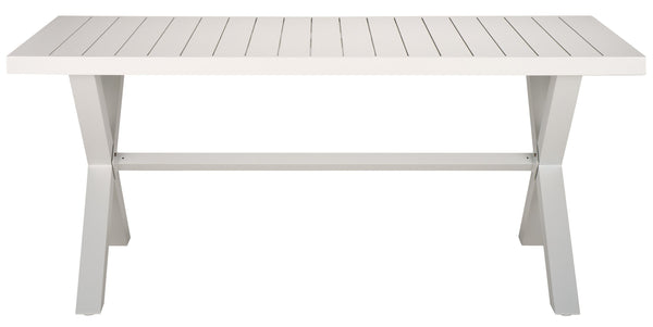 Safavieh Core Dining Table Outdoor - Elegant White Aluminum For Stylish Al Fresco Dining & Lasting Durability White 75% Aluminum 25% Plastic Wicker Pat4053c