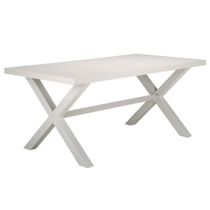 Safavieh Core Dining Table Outdoor - Elegant White Aluminum For Stylish Al Fresco Dining & Lasting Durability White 75% Aluminum 25% Plastic Wicker Pat4053c