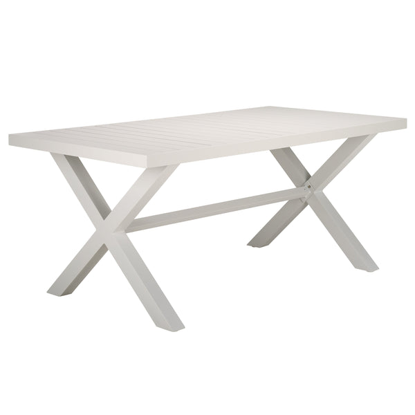 Safavieh Core Dining Table Outdoor - Elegant White Aluminum For Stylish Al Fresco Dining & Lasting Durability White 75% Aluminum 25% Plastic Wicker Pat4053c