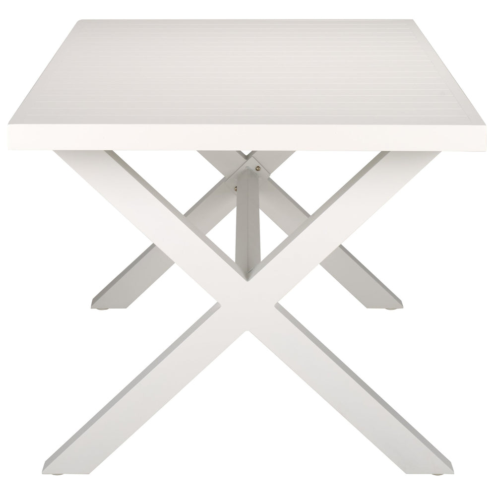 Safavieh Core Dining Table Outdoor - Elegant White Aluminum For Stylish Al Fresco Dining & Lasting Durability White 75% Aluminum 25% Plastic Wicker Pat4053c