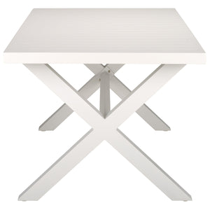 Safavieh Core Dining Table Outdoor - Elegant White Aluminum For Stylish Al Fresco Dining & Lasting Durability White 75% Aluminum 25% Plastic Wicker Pat4053c