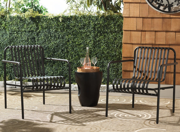 Safavieh CORE Armchair - Stylish Outdoor Seating with Durable Design for Modern Patios and Relaxation Spaces Black PAT4054A-SET2