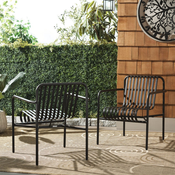Safavieh CORE Armchair - Stylish Outdoor Seating with Durable Design for Modern Patios and Relaxation Spaces Black PAT4054A-SET2