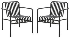 Safavieh CORE Armchair - Stylish Outdoor Seating with Durable Design for Modern Patios and Relaxation Spaces Black PAT4054A-SET2
