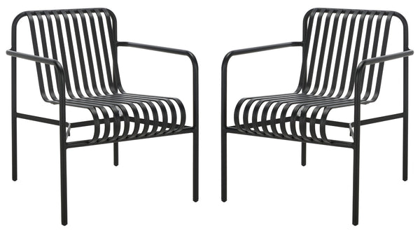 Safavieh CORE Armchair - Stylish Outdoor Seating with Durable Design for Modern Patios and Relaxation Spaces Black PAT4054A-SET2