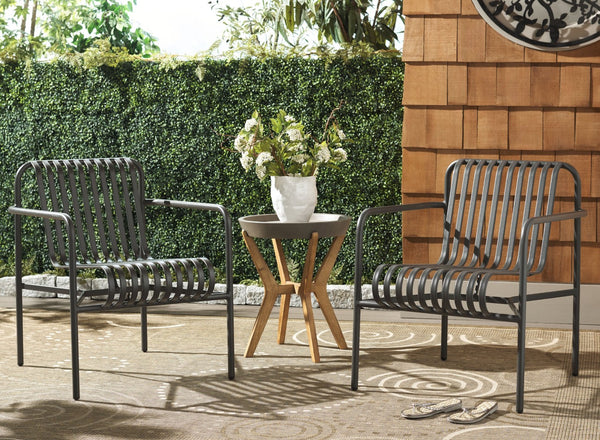 Safavieh CORE Armchair - Stylish Outdoor Seating with Durable Design for Modern Patios and Relaxation Spaces Grey PAT4054B-SET2
