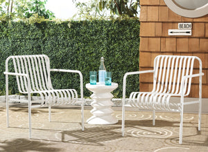 Safavieh CORE Armchair - Stylish Outdoor Seating with Durable Design for Modern Patios and Relaxation Spaces White PAT4054C-SET2