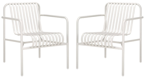 Safavieh CORE Armchair - Stylish Outdoor Seating with Durable Design for Modern Patios and Relaxation Spaces White PAT4054C-SET2