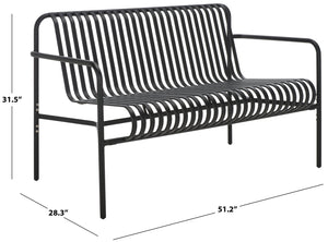 Safavieh CORE Contemporary Two-Seater Chair - Stylish, Weather-Resistant Outdoor Seating for Patios & Gardens Black PAT4055A