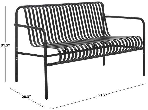 Safavieh CORE Contemporary Two-Seater Chair - Stylish, Weather-Resistant Outdoor Seating for Patios & Gardens Black PAT4055A