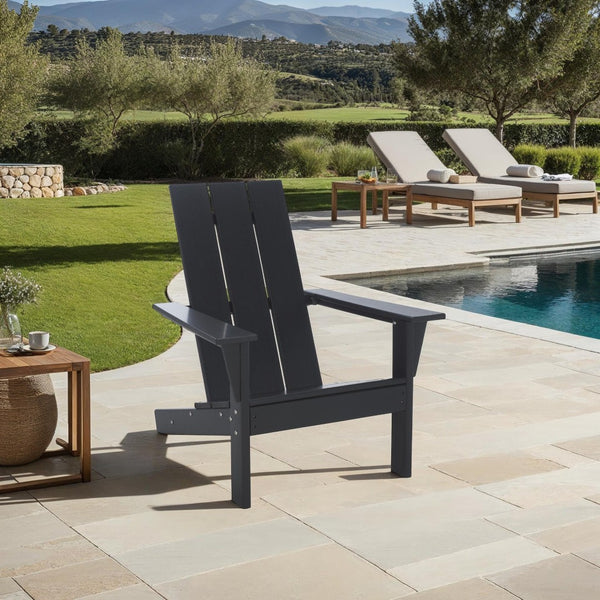 Safavieh ALL WEATHER ADIRONDACK CHAIR - Durable, Low-Maintenance Outdoor Seating for Year-Round Relaxation Black PAT4500A