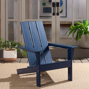 Safavieh ALL WEATHER ADIRONDACK CHAIR - Durable, Low-Maintenance Outdoor Seating for Year-Round Relaxation Federal Blue PAT4500C