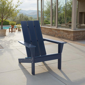 Safavieh ALL WEATHER ADIRONDACK CHAIR - Durable, Low-Maintenance Outdoor Seating for Year-Round Relaxation Federal Blue PAT4500C