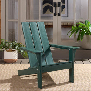 Safavieh ALL WEATHER ADIRONDACK CHAIR - Durable, Low-Maintenance Outdoor Seating for Year-Round Relaxation Green PAT4500D