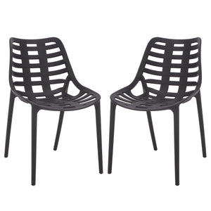 Fufa Weatherproof Outdoor Dining Chairs Set Of Two — Lightweight Polyethylene, Ergonomic Modern Design