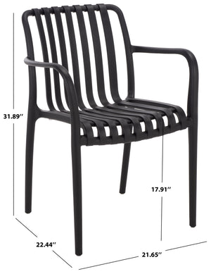 Holly Stacking Dining Armchair Set Of 2 — Weather-Resistant Polyethylene Chairs With Ergonomic Arms And Space-Saving Storage