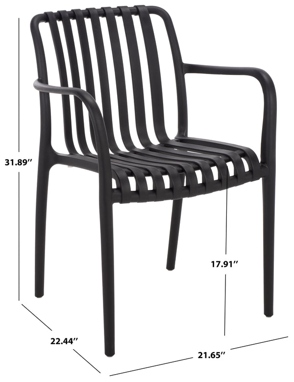 Holly Stacking Dining Armchair Set Of 2 — Weather-Resistant Polyethylene Chairs With Ergonomic Arms And Space-Saving Storage