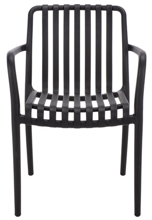 Holly Stacking Dining Armchair Set Of 2 — Weather-Resistant Polyethylene Chairs With Ergonomic Arms And Space-Saving Storage