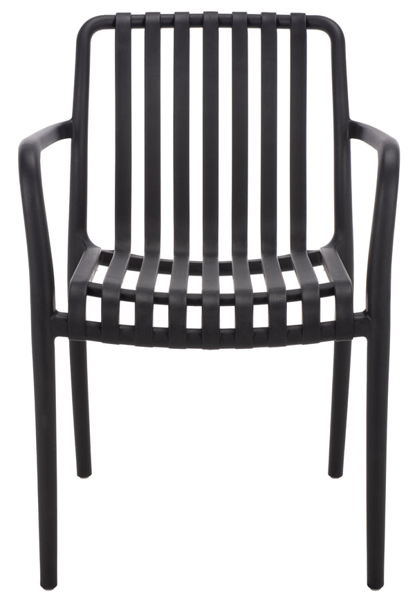 Holly Stacking Dining Armchair Set Of 2 — Weather-Resistant Polyethylene Chairs With Ergonomic Arms And Space-Saving Storage