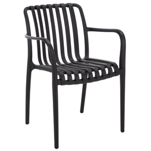 Holly Stacking Dining Armchair Set Of 2 — Weather-Resistant Polyethylene Chairs With Ergonomic Arms And Space-Saving Storage