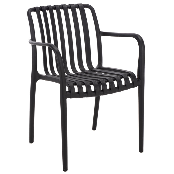 Holly Stacking Dining Armchair Set Of 2 — Weather-Resistant Polyethylene Chairs With Ergonomic Arms And Space-Saving Storage