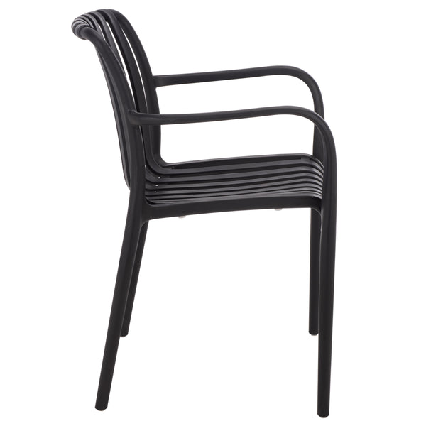 Holly Stacking Dining Armchair Set Of 2 — Weather-Resistant Polyethylene Chairs With Ergonomic Arms And Space-Saving Storage
