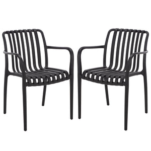 Holly Stacking Dining Armchair Set Of 2 — Weather-Resistant Polyethylene Chairs With Ergonomic Arms And Space-Saving Storage