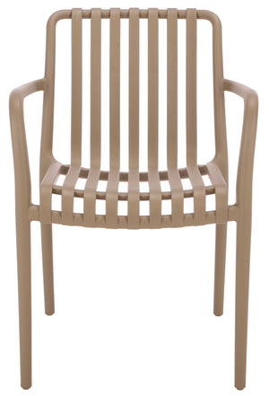 Holly Stacking Dining Armchair Set Of 2 — Weather-Resistant Polyethylene Chairs With Ergonomic Arms And Space-Saving Storage