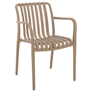 Holly Stacking Dining Armchair Set Of 2 — Weather-Resistant Polyethylene Chairs With Ergonomic Arms And Space-Saving Storage
