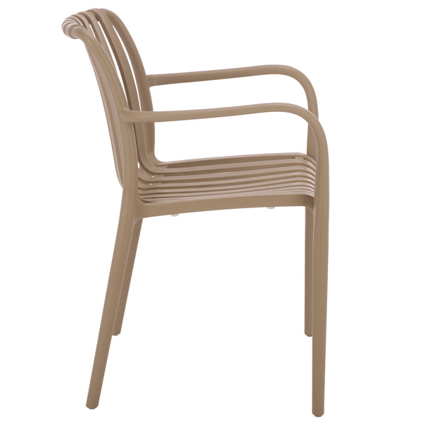 Holly Stacking Dining Armchair Set Of 2 — Weather-Resistant Polyethylene Chairs With Ergonomic Arms And Space-Saving Storage