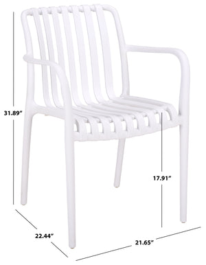 Holly Stacking Dining Armchair Set Of 2 — Weather-Resistant Polyethylene Chairs With Ergonomic Arms And Space-Saving Storage