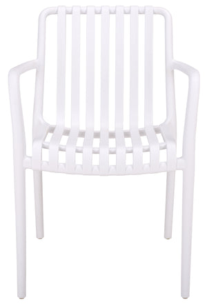 Holly Stacking Dining Armchair Set Of 2 — Weather-Resistant Polyethylene Chairs With Ergonomic Arms And Space-Saving Storage