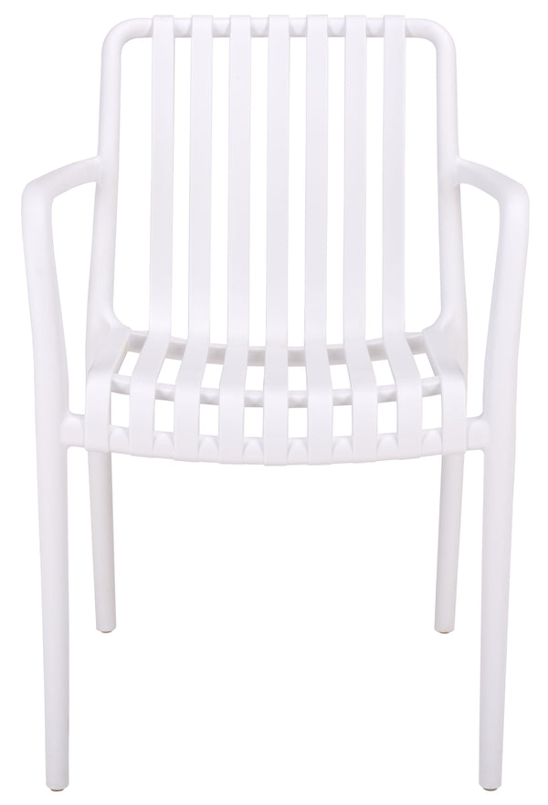 Holly Stacking Dining Armchair Set Of 2 — Weather-Resistant Polyethylene Chairs With Ergonomic Arms And Space-Saving Storage