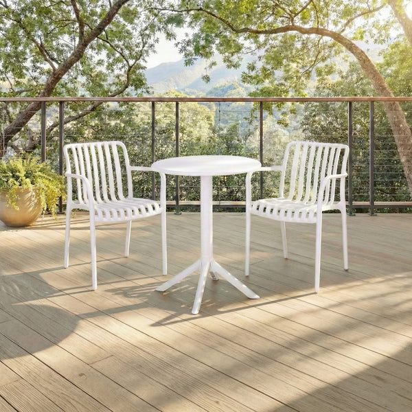 Holly Stacking Dining Armchair Set Of 2 — Weather-Resistant Polyethylene Chairs With Ergonomic Arms And Space-Saving Storage