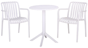 Holly Stacking Dining Armchair Set Of 2 — Weather-Resistant Polyethylene Chairs With Ergonomic Arms And Space-Saving Storage