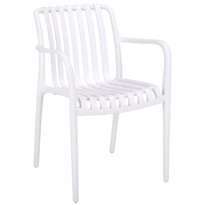 Holly Stacking Dining Armchair Set Of 2 — Weather-Resistant Polyethylene Chairs With Ergonomic Arms And Space-Saving Storage