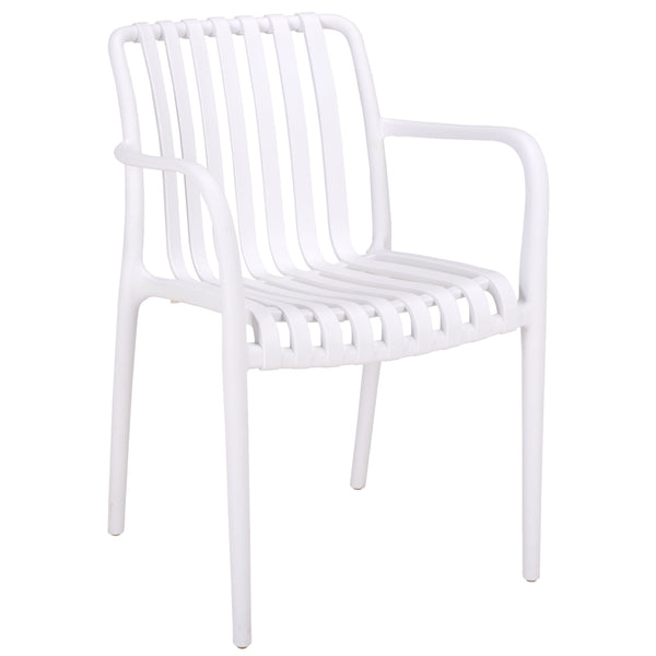 Holly Stacking Dining Armchair Set Of 2 — Weather-Resistant Polyethylene Chairs With Ergonomic Arms And Space-Saving Storage