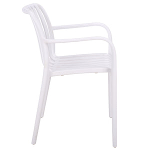 Holly Stacking Dining Armchair Set Of 2 — Weather-Resistant Polyethylene Chairs With Ergonomic Arms And Space-Saving Storage