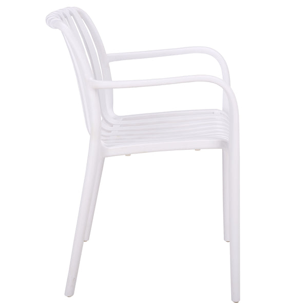 Holly Stacking Dining Armchair Set Of 2 — Weather-Resistant Polyethylene Chairs With Ergonomic Arms And Space-Saving Storage