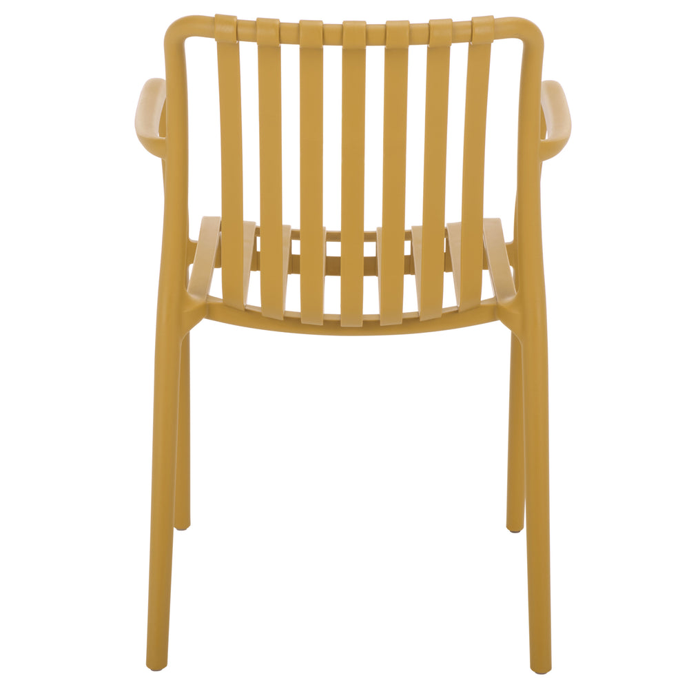 Holly Stacking Dining Armchair Set Of 2 — Weather-Resistant Polyethylene Chairs With Ergonomic Arms And Space-Saving Storage