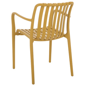 Holly Stacking Dining Armchair Set Of 2 — Weather-Resistant Polyethylene Chairs With Ergonomic Arms And Space-Saving Storage