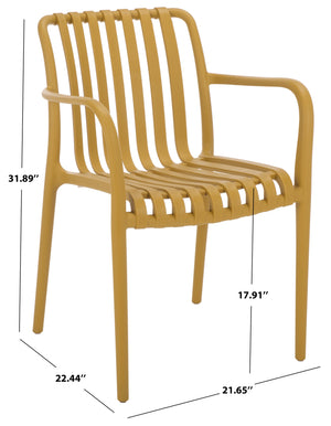Holly Stacking Dining Armchair Set Of 2 — Weather-Resistant Polyethylene Chairs With Ergonomic Arms And Space-Saving Storage