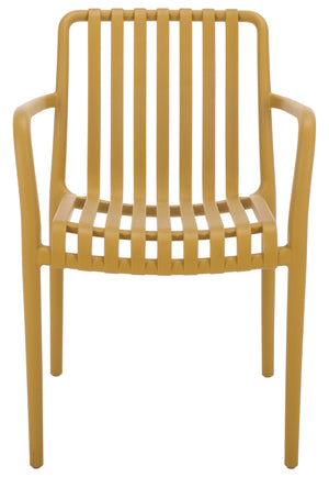 Holly Stacking Dining Armchair Set Of 2 — Weather-Resistant Polyethylene Chairs With Ergonomic Arms And Space-Saving Storage