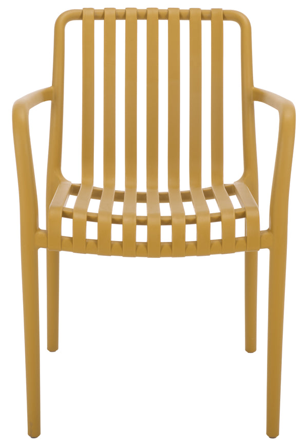Holly Stacking Dining Armchair Set Of 2 — Weather-Resistant Polyethylene Chairs With Ergonomic Arms And Space-Saving Storage