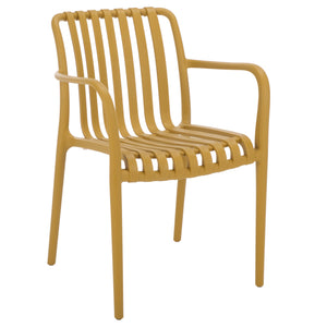 Holly Stacking Dining Armchair Set Of 2 — Weather-Resistant Polyethylene Chairs With Ergonomic Arms And Space-Saving Storage