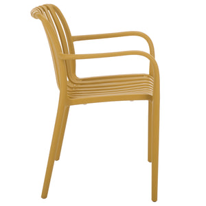 Holly Stacking Dining Armchair Set Of 2 — Weather-Resistant Polyethylene Chairs With Ergonomic Arms And Space-Saving Storage