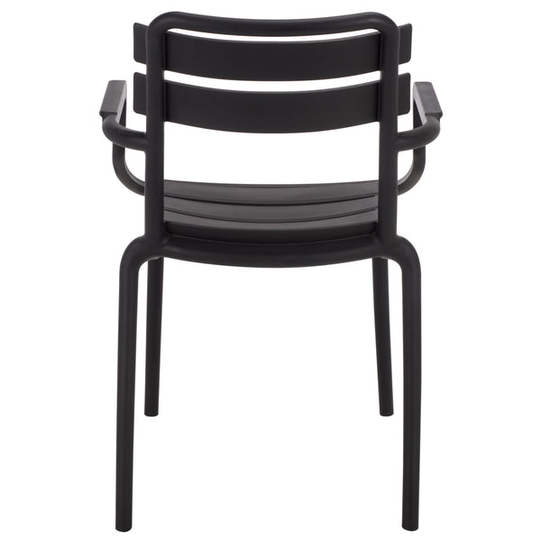 Sarah Modern Stacking Dining Armchairs Set Of 2 — Weatherproof Polyethylene, Ergonomic Arms, Space-Saving Design