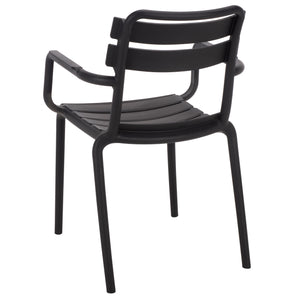Sarah Modern Stacking Dining Armchairs Set Of 2 — Weatherproof Polyethylene, Ergonomic Arms, Space-Saving Design
