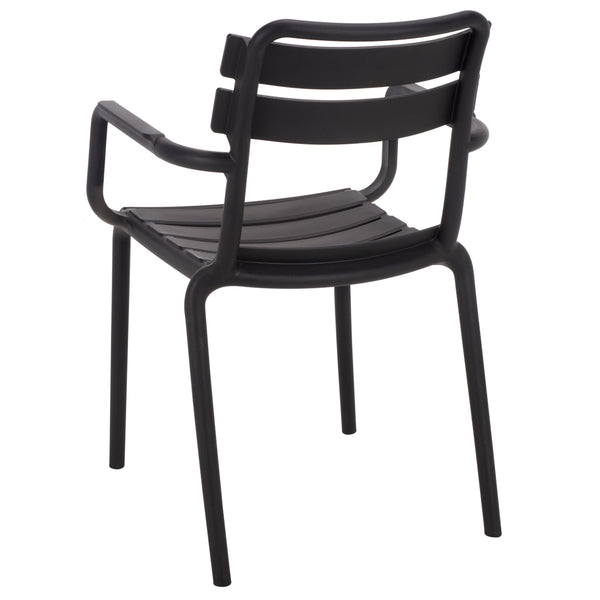 Sarah Modern Stacking Dining Armchairs Set Of 2 — Weatherproof Polyethylene, Ergonomic Arms, Space-Saving Design
