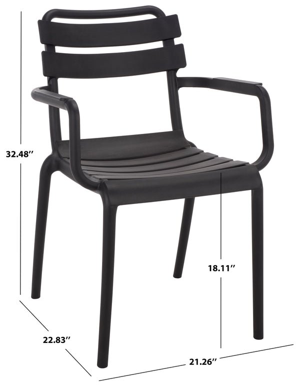 Sarah Modern Stacking Dining Armchairs Set Of 2 — Weatherproof Polyethylene, Ergonomic Arms, Space-Saving Design